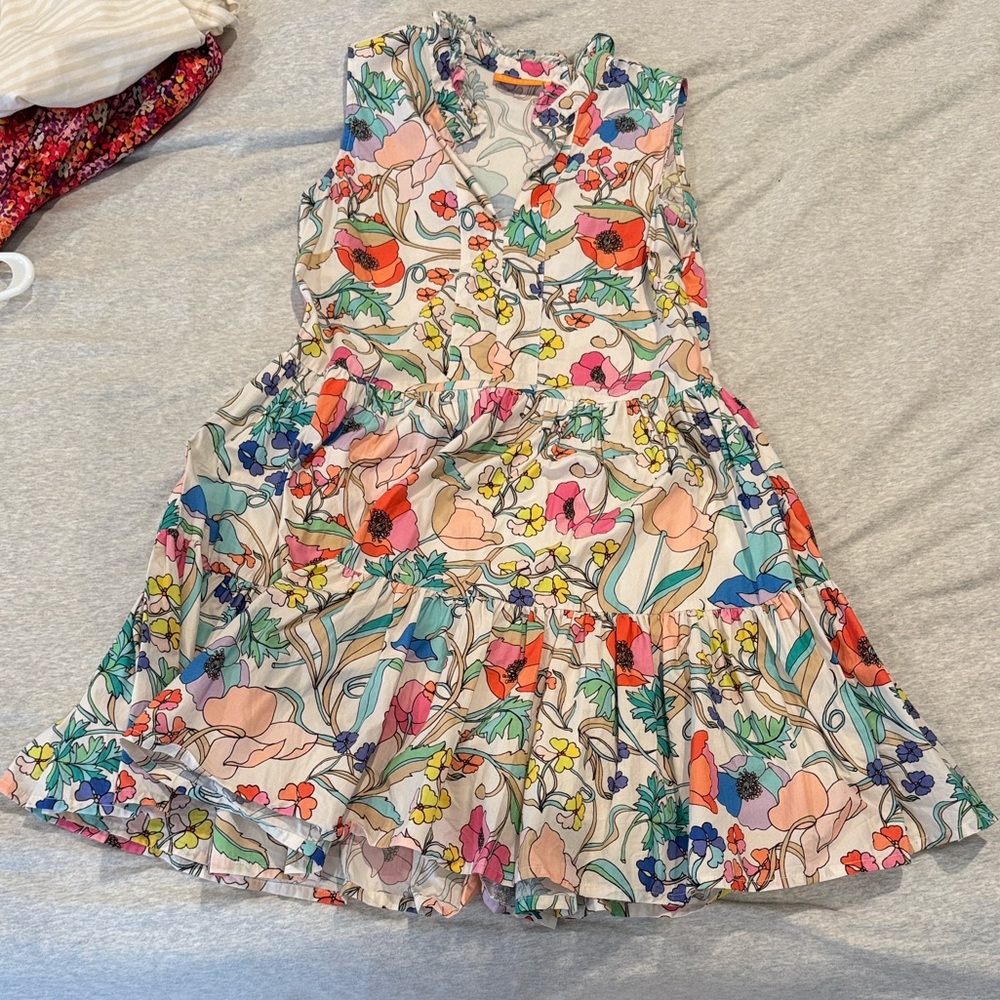 Oliphant XS white sleeveless floral dress